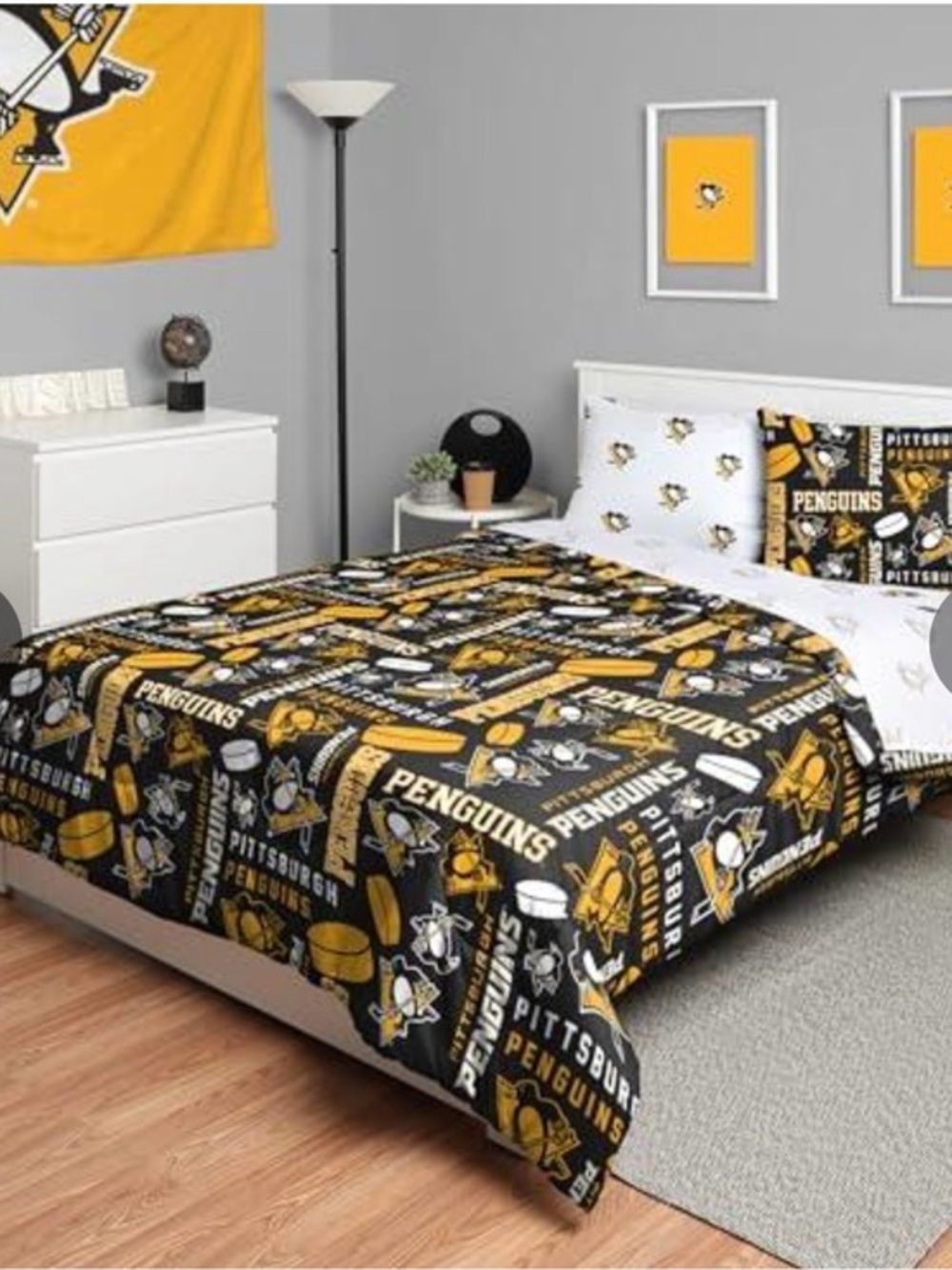 Pittsburgh Penguins Black and Gold Bedding Comforter Set new Full